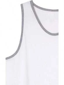 playera de tirantes para hombre, básica, casual, deportiva, para entrenamiento, gimnasio - Gris blanco - Ver 5