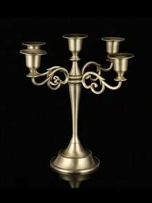 1 件/1 套波西米亚风格锌合金餐桌装饰 5 头/3 头烛台摆件金色欧式会所家居客厅节日浪漫氛围装扮蜡烛插座摆件 - 金色 - 查看 10