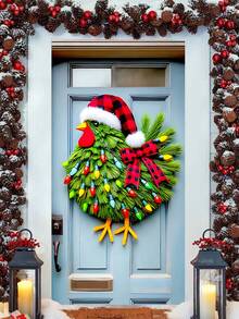 Decorazione natalizia per porta a forma di pulcino - Decorazione festiva versatile in poliestere, perfetta per porta d'ingresso e parete, senza batterie necessarie, 180 x 90 cm, decorazione natalizia