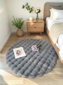 1pc Cream Bubble Plush Carpet, Minimalist, Wabi-Sabi Style, Suitable For Living Room, Bedroom, Vanity, Chair, Spring New Arrival - Grey - View 12