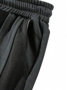 Casual Patchwork Contrast Color Drawstring Loose Wide Leg Men Pants, Fall - Màu xám đen - Xem 6