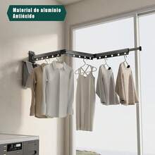 Tendedero Plegable para Ropa Capacidad de Carga 35KG,con 15 Agujeros,Ángulo Ajustable 360 ° ,Estante de Ropa Retractil para Ahorro de Espacio,para Lavandería,Balcón,Vestíbulo, Dormitorio - Gris - Ver 9