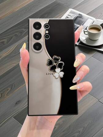 1 件奢华极简主义三叶草图案柔软硅胶手机壳，防指纹、防震、防摔，兼容 S25Ultra、S24Ultra、S23Ultra、S22Ultra、Redmi 12、Redmi Note 13、OPPO、Realme 系列等 Android 智能手机