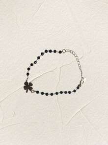 سوار من الفولاذ المقاوم للصدأ ذو شكل أربع ورقات البرسيم والقلب للنساء