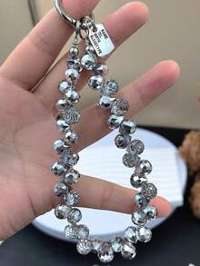 Fashionable Beaded Phone Wrist Strap, Universal Fit For All Smartphones, Luxury Beaded Decoration With Finger Ring Stand Gifts For Mother, Family, Friends, Birthday, Holiday Phone Charm, Phone Chain - Black - View 25