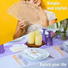 GNIEMCKIN 50 PCS Wooden Hand Fans 8 Inch Foldable Wedding Hand Fans With Engraving Perfect For Birthdays Home Decor Wedding And Parties - 50PCS - View 4