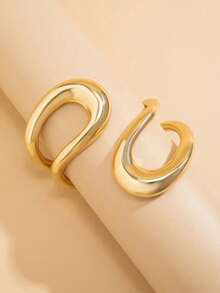 1pc Exaggerated Metallic Circular Bangle With Hollow Out Asymmetrical Shapes, Simple & Stylish, Perfect For Vacation, Party, Ladies All-Match Sexy Bracelet Winter Gifts - Bracelet - View 9