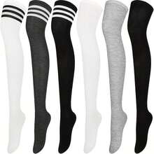 5 Pairs Women's Deluxe Thigh-High Socks Variety - Ideal Present For Girlfriends, Over-The-Knee Style For Boots & Formal Attire, Breathable Athletic Comfort, Year-Round Use - 5 cặp màu ngẫu nhiên - Xem 7