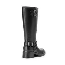 Botas Largas para Mujer, Botas de Motociclista para Dama con Punta Cuadrada - Negro - Ver 10
