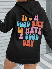 Customized Women's Sweatshirt For Autumn/Winter - Halloween Theme Customization - Front, Back, Or Double-Sided Customization, Add Your Own Photos (Family, Selfie, Pet) To Design Personalized Printed Hoodies, Customize Family Member Hoodies (Including Baby/Couple/Family/Pet Photos), Comfortable Pet Hoodies, Personalized Pet Sweatshirts, Cute Pet Photo Printed Women's Hoodies - Black - View 4