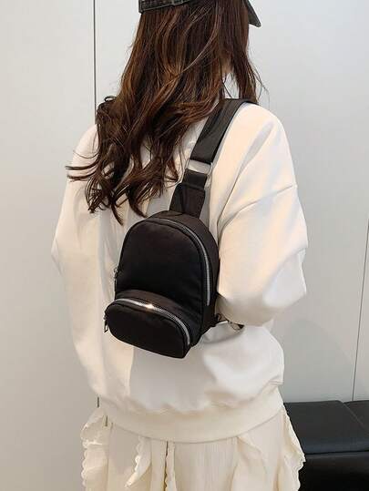 Nylon Mini Sport Chest Bag/Phone Pouch, Small Size Waist Pack For Women