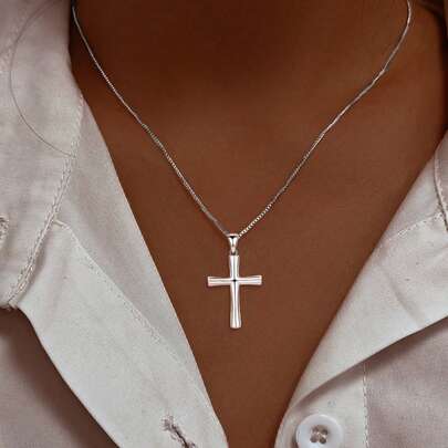 S925 Sterling Silver Unique Cross Faith Pendant Necklace, Devout Faith Necklace, Vintage Style Women's Jewelry, Birthday Anniversary Gift, Valentine's Day Gift, Halloween, Comes With Gift Box