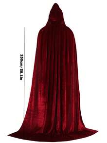 Velvet Witch Cape, Halloween Hooded Cloak, Queen Party Performance Cosplay Robe, Suitable For Halloween, Witch, Devil, Vampire, Renaissance Medieval Costume Accessories - Multicolor - View 9
