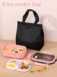 Kotak Bekal Makan Siang dengan Foto Kustom, Dilengkapi Garpu dan Sendok, 3 Kompartemen, Kotak Bekal dengan Peralatan Makan, Wadah Saus, Alas Pancake, Aman untuk Microwave dan Mesin Pencuci Piring - MultiWarna - View 6