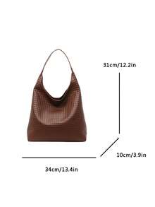 1pc (13.4in*12.2in*3.9in) Fashionable Women's Shoulder Bag, Handbag, Large Capacity, PU Material Scratch & Wear Resistant, Suitable For Shopping, Dating, Outing, Work Commute, Can Be Used Separately As Inner Liner, Elegant Minimalist Casual Chic Shoulder Bag