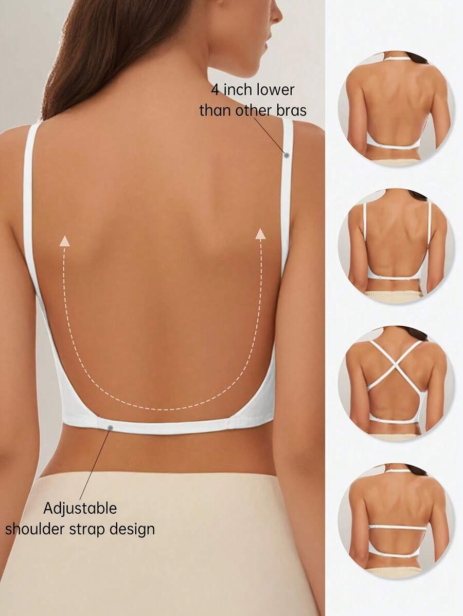1pc Women's Sexy Backless Strapless Bra - Seamless Non-Transparent Cups, Adjustable Shoulder Straps, Thin Profile For Wedding, Formal, Evening Dresses - No Underwire Needed, Bridal Lingerie & Special Occasion Bras, Evening Wear Support, Modern Bra Design, Comfortable Fit Bra - 白色 - 查看 1