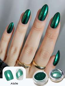 1/6 片金色高光金属钛粉美甲魔镜粉镜面金银色钛粉电镀金属闪光粉，Y2k 指甲，圣诞指甲，法式尖头指甲，万圣节指甲，绿色指甲，金色美甲 - 彩色 - 查看 24