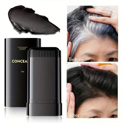 Hair Dye Stick With Built-In Comb - Easy Twist Applicator, Waterproof & Sweatproof, Long-Lasting Color, Covers Gray ,White, Includes Plant-Based Squalane, Perfect For On-The-Go Touch-Ups, 3 Shades Available (Black Brown)