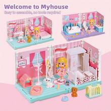 DIY Mini Haus Bau Miniatur Set mit Möbeln, kreatives Zimmer Mini Puppenhaus, kreatives Spielzeug Heim Dekoration einzigartiges Hobby Geschenk - Verschiedenfarbig - Übersicht 4