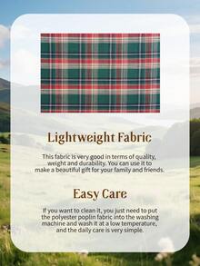 1pc Green Plaid Woven Fabric, Soft & Durable Vintage American Style Fabric, Suitable For DIY Dresses, Skirts, Tops, Jackets, Bags, Clothing, Home Decor, Curtains, Tablecloths, Sofa Covers, Pillows, Christmas Decorations, All Seasons - Green - View 6
