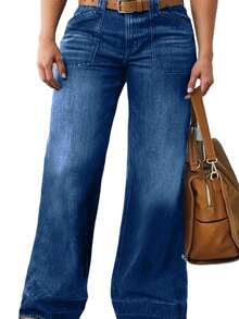 Damen Jeans in Große Größen in tiefem Blau mit Destroyed-Effekt - Loose Fit - Dunkle Waschung - Übersicht 3