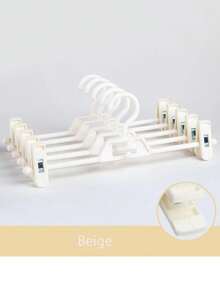 1pc Plastic Rotating Pants Hanger, Seamless Non-Slip Clip, Home Storage Rack - Beige - View 6