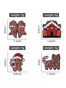 QIHOO 圣诞姜饼人饼干珐琅别针可爱猫咪蝴蝶结胸针背包徽章翻领别针珠宝礼物送给朋友 - 彩色 - 查看 2