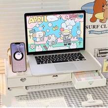 3-In-1 Monitor Stand, Drawer And Keyboard Storage - Ergonomic Desktop Risers For Computers/Laptops - Extra Space Organizer, Triple-Function Design, Ergonomic Relief, Universal Installation