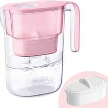 Waterdrop Elfin Refrigerator Water Filter Pitcher With 1*90-Day Filter Cartridge, Reduces Fluoride, Chlorine, And More, 2.5L, NSF Certified, Pink (Replacement Filter: WD-PF-01A Plus)