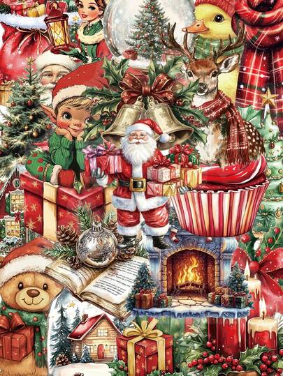 50 pezzi Adesivi natalizi in materiale PET, regalo di Natale per studenti, decorazione a cartone animato per album di ritagli, bottiglie d'acqua, agende, telefoni, chitarre, laptop, fai da te