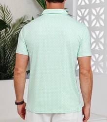 Mens Golf Shirt Short Sleeve Dry Fit Print Moisture Wicking Performance Patterns Collared Polo Shirt With Pocket-2025 - màu xanh lá - Xem 6