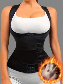 1pc Women Shapewear Sports Waist Trainer With Hooks & Loop Closure, Slimming Tummy Control Bodysuit Bra Shaper