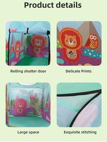 儿童室内外游戏屋帐篷，免工具安装，便携式设计，多种卡通图案，易于折叠和存放，深受男孩和女孩的喜爱，万圣节派对装饰，圣诞节/生日礼物 - 彩色 - 查看 8