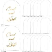 5-Piece Transparent Acrylic Arched Seat Card With 5-Piece Base, DIY Blank Writing Card, Wedding Decoration, Party Supplies, Banquet Seat Accessories, Business Card Holder - 無色 - 查看 8