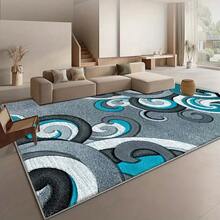 Large Soft Washable Area Rug - Abstract Swirl Blue, Black And Gray Design | Floor Mats For Living Room, Bedroom, And Office Decoration | Plaid And Machine Washable Home Decor Mat - Nhiều màu - Xem 4