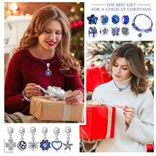 Adventskalender 2025 für Damen – blauer Schmuckset, Weihnachts-Countdown – inklusive blauer Schneeflocken-Charm-Perlen aus Metall, DIY-Halskette, Armband, Schmuckherstellungsset, Überraschungsgeschenk - Verschiedenfarbig - Übersicht 7