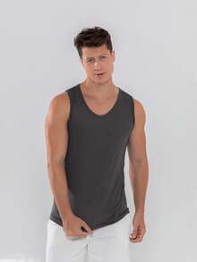 Men's Casual Gym Comfortable Premium Tank Top - Grey - View 3