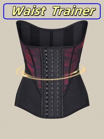 1 pieza Corsé con cintura de doble capa de malla con botones a presión para dar forma a la figura de las damas