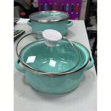 5pcs/Set Thick Double-Ear Rolled Edge Soup Pot, Noodle Pot, Frying Pan Cookware Set - Green - View 3