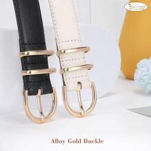 2-Pack Women's Leather Belts For Jeans And Dresses Plus Size - C-黑色+米色 - 查看 3