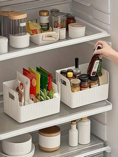 1pc Transparent Plastic Spice Storage Box With Adjustable Divider - Multifunctional Kitchen Organizer Box, Available In 2 Colors, Suitable For Storing Spices, Snacks And Small Items - Perfect For Countertop Use, Comes With Removable Spice Rack, Large Capacity, Also Suitable For Fridge, Cabinet And Living Room Tabletop