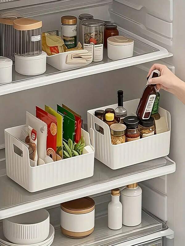 1pc Transparent Plastic Spice Storage Box With Adjustable Divider - Multifunctional Kitchen Organizer Box, Available In 2 Colors, Suitable For Storing Spices, Snacks And Small Items - Perfect For Countertop Use, Comes With Removable Spice Rack, Large Capacity, Also Suitable For Fridge, Cabinet And Living Room Tabletop