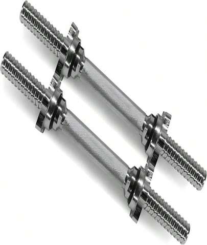 Yes4All Pair Of Threaded Dumbbell Handles 14_16_18_24 Inch, Chrome_Rubber Grip, Fit 1" Plates, Weight Bar Connector