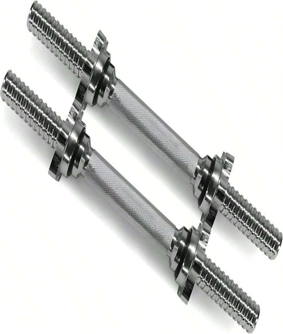 Yes4All Pair Of Threaded Dumbbell Handles 14_16_18_24 Inch, Chrome_Rubber Grip, Fit 1" Plates, Weight Bar Connector - Apricot - View 1