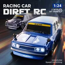 RC Driftbil, fjärrstyrt fordon i skala 1:24 med LED-lampor, 2,4 GHz 20 km/h 4WD höghastighets RC-bilar, driftande däck, racingsportleksak, presentidé för vuxna pojkar flickor och barn