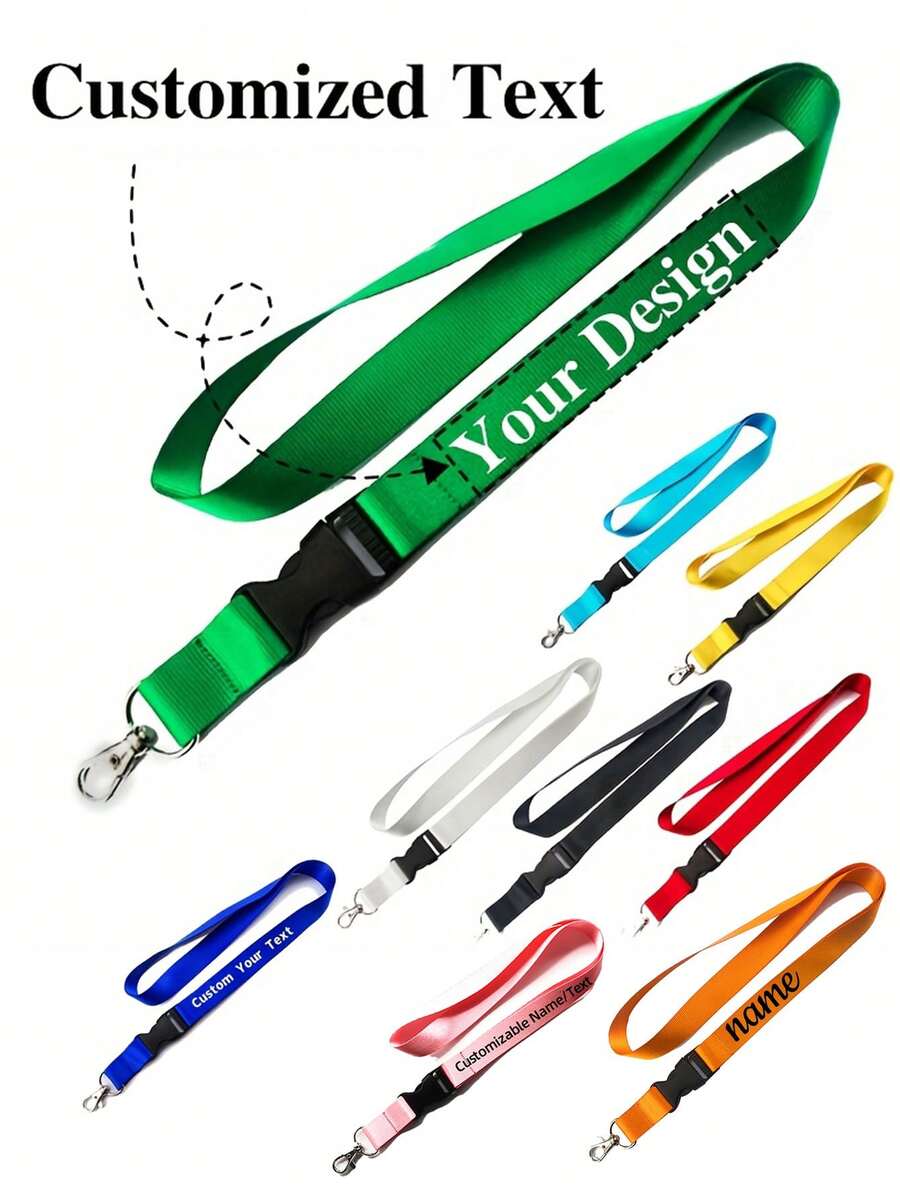 Customized Text ID Badge Lanyard, Personalized ID Badge Lanyard With Detachable Clasp, Customizable Lanyard Keychain In Red/Orange/Blue/Navy/Black/Gray, ID Badge Holder, Phone Lanyard, Key Lanyard