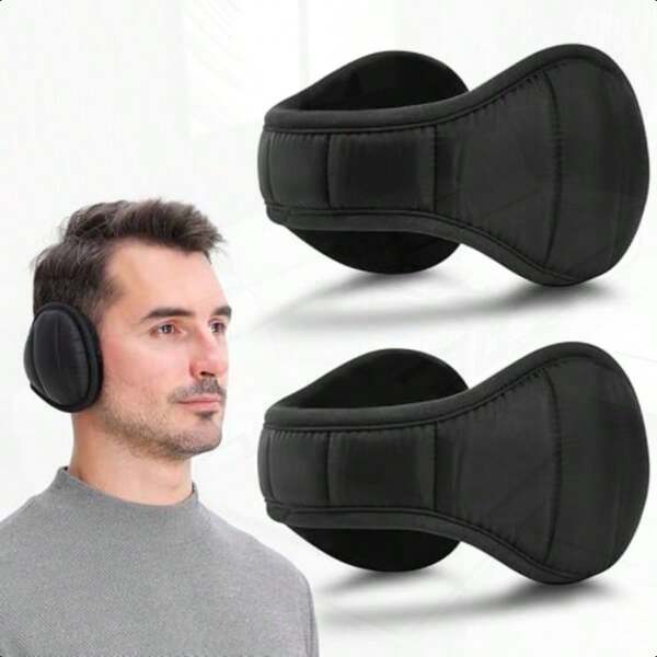 Men'S Winter Folding Ear Muffs With Plush Lining - Warm Head And Ears Protection, Black, Non- Fabric, Ideal For Cold Weather, Winter Headwear | Stylish Headgear | Soft Texture