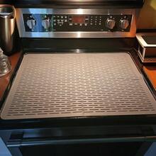 Silicone Stove Top Cover For Electric Stove, 28 X 20 Inch Pyrex Top Stove Top Cover Protector With Raised Ridges For Dish Drying, Black - 黑色 - 查看 6