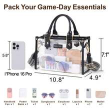Clear Tote Bags For Women 11x5x7 - Clear Bag For Stadium Events With Inner Bag, Perfect For Sport Events Concert Work - 黑色007AAA - 查看 3