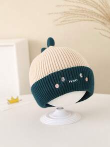 1 pièce Bonnet bébé tricoté style dessin animé, épais et chaud, coupe-vent, nouveau style automne/hiver pour tout-petits de 1 à 2 ans